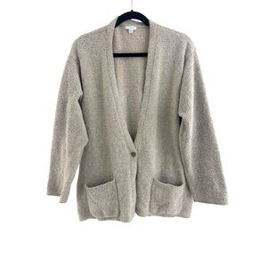 PureJill J.‎ Jill Beige Tan Ultra-Soft Cardigan Sweater Knit Size L Pockets